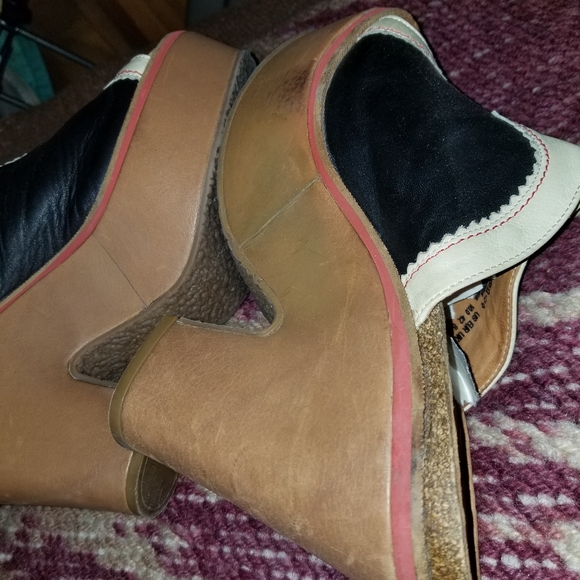 Rare 1950s Wooden Block Platform Heels Hushpuppy sz 10 - Picture 4 of 13